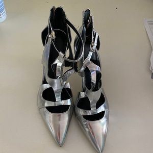Silver Ivanka Trump heels 9.5